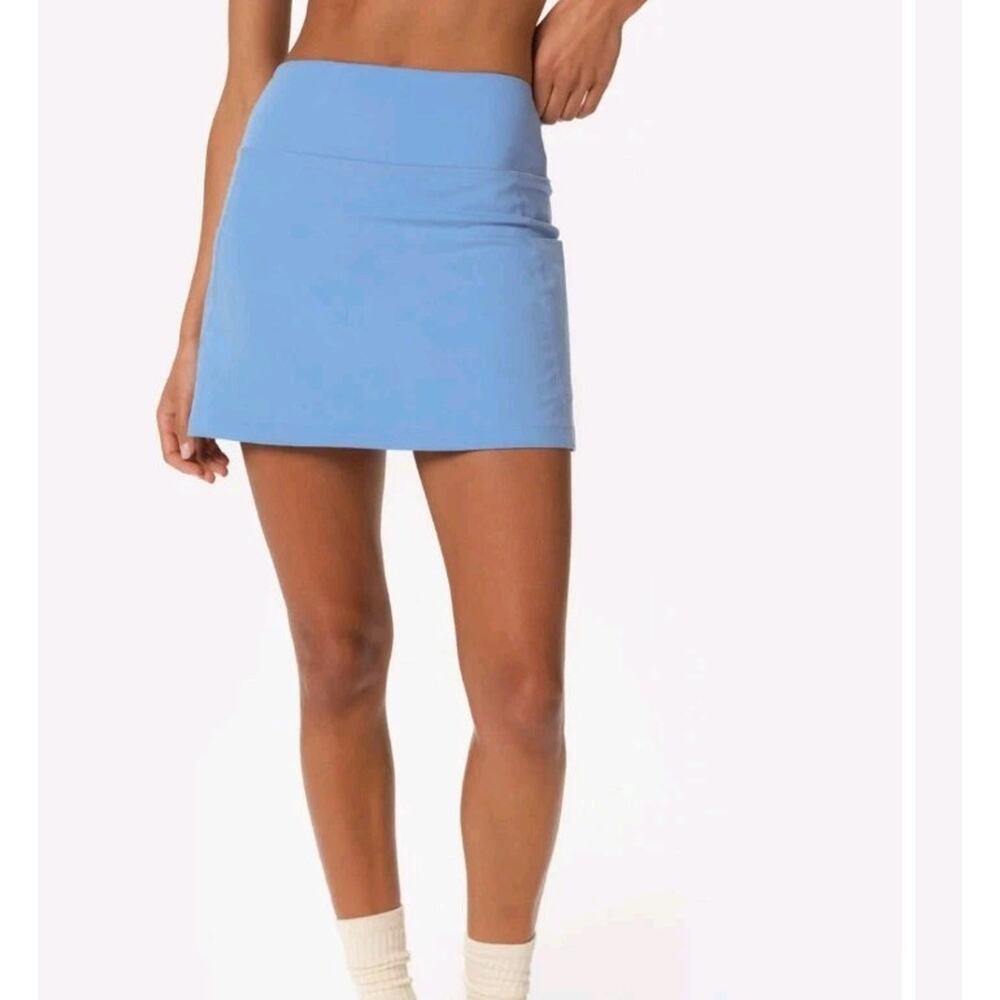 NEW Mate the Label Organic Stretch Pocket Skort Size L Lagoon Blue Pull On Mini - Picture 2 of 12